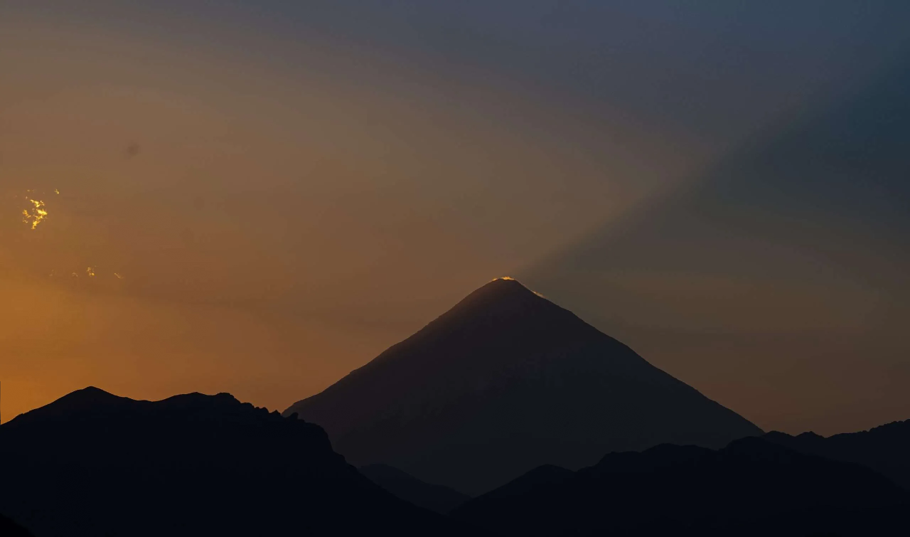 Sunset over Damavand Mountain